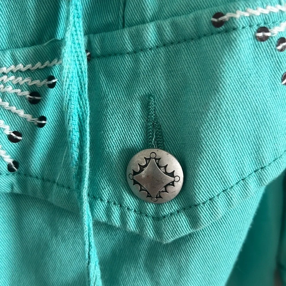 Double D Ranch Embroidered Studded Turquoise Jacket Blazer Western. Size XS